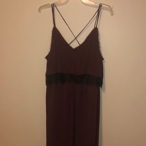 purple lace detail maxi dress